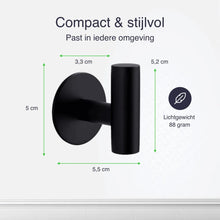Lade das Bild in den Galerie-Viewer, EAVY 2 stuks Zelfklevende Handdoekhaakjes - Handdoekhouders - Plakhaakjes - Zwart