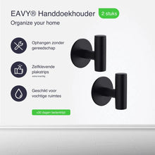 Lade das Bild in den Galerie-Viewer, EAVY 2 stuks Zelfklevende Handdoekhaakjes - Handdoekhouders - Plakhaakjes - Zwart