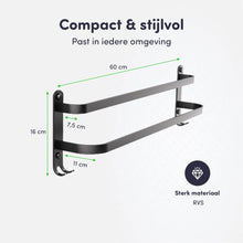 Lade das Bild in den Galerie-Viewer, EAVY Handdoekenrek Badkamer - 60 cm breed - 2 stangen - Zwart