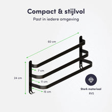 Lade das Bild in den Galerie-Viewer, EAVY Handdoekenrek Badkamer - 60 cm breed - 3 stangen - Zwart