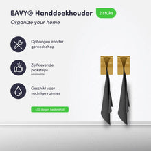 Lade das Bild in den Galerie-Viewer, EAVY Handdoekhouders 2 stuks - Zelfklevend - Goud - RVS - Handdoek Klem - Handdoek Haak