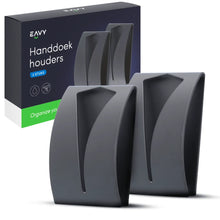 Lade das Bild in den Galerie-Viewer, EAVY Set van 2 Zelfklevende Handdoekhaakjes - Mat Zwart - RVS