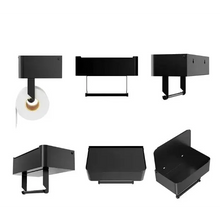 Lade das Bild in den Galerie-Viewer, EAVY Toiletrolhouder Zwart met Plankje en Bakje