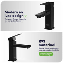 Lade das Bild in den Galerie-Viewer, EAVY Wastafelkraan - Badkamer - Zwart - Inclusief Aansluit slangen
