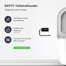 Lade das Bild in den Galerie-Viewer, EAVY WC rolhouder Zonder Boren - Zelfklevend - RVS Toiletrolhouder Zwart