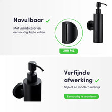 Lade das Bild in den Galerie-Viewer, EAVY - Zeeppompje - Zeepdispenser Wandmontage - Zwart - Hangend - RVS