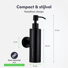 Lade das Bild in den Galerie-Viewer, EAVY - Zeeppompje - Zeepdispenser Wandmontage - Zwart - Hangend - RVS