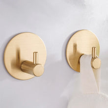 Lade das Bild in den Galerie-Viewer, EAVY Zelfklevende Handdoekhaakjes – Set van 2 Handdoekhouders - Goud - RVS
