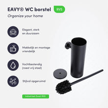 Lade das Bild in den Galerie-Viewer, WC Borstel met Houder - Toiletborstel met Houder - RVS Zwart - Hangend