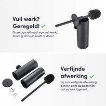 Lade das Bild in den Galerie-Viewer, WC Borstel met Houder - Toiletborstel met Houder - RVS Zwart - Hangend