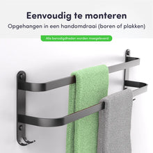 Lade das Bild in den Galerie-Viewer, EAVY Handdoekenrek Badkamer - 60 cm breed - 2 stangen - Zwart
