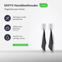 Lade das Bild in den Galerie-Viewer, EAVY Handdoekhouders 2 stuks - Zelfklevend - Wit - RVS - Handdoek Klem - Handdoek Haak
