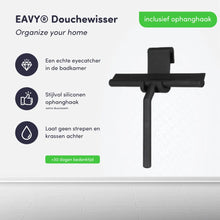 Lade das Bild in den Galerie-Viewer, EAVY Luxe Douchewisser met Ophanghaak – Raamwisser - Trekker - Siliconen – Zwart
