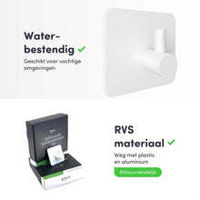 Lade das Bild in den Galerie-Viewer, EAVY - Set van 4 Zelfklevende handdoekhaakjes RVS - plakhaak - WIT
