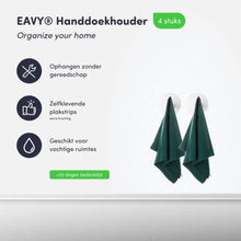 Lade das Bild in den Galerie-Viewer, EAVY - Set van 4 Zelfklevende handdoekhaakjes RVS - plakhaak - WIT
