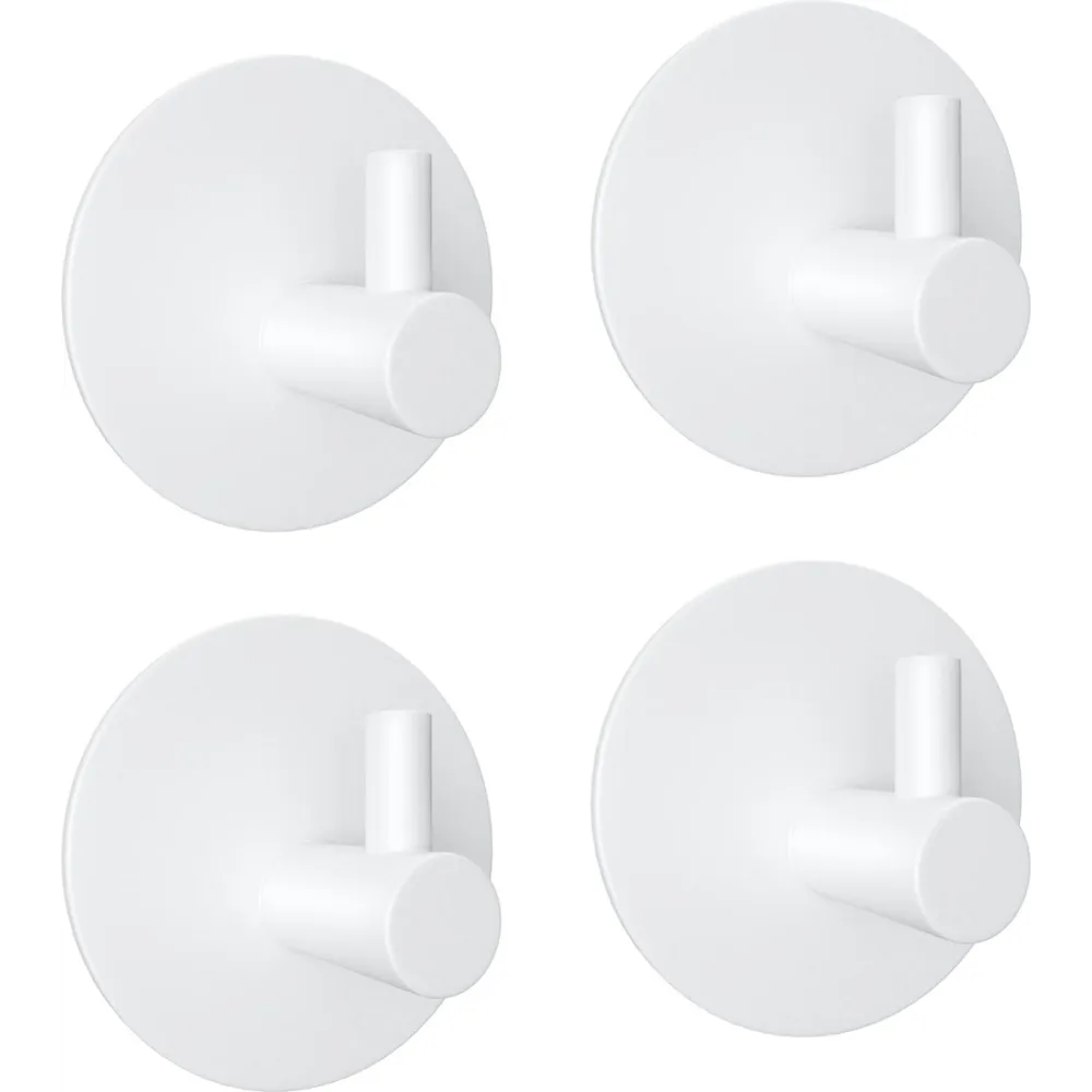 EAVY - Set van 4 Zelfklevende handdoekhaakjes RVS - plakhaak - WIT