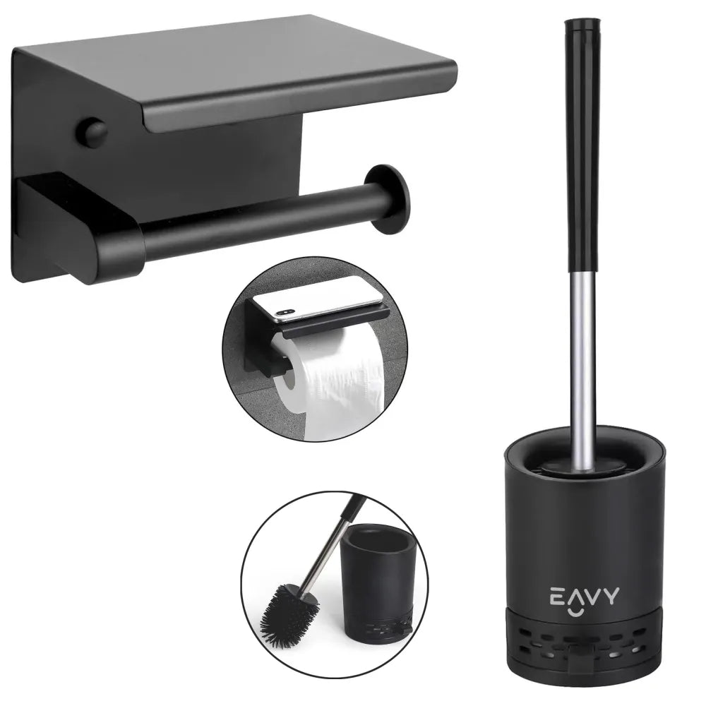 EAVY WC Rolhouder met Plankje & Toiletborstel (BUNDEL)