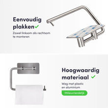 Lade das Bild in den Galerie-Viewer, EAVY WC rolhouder Zonder Boren - Zelfklevend - RVS Toiletrolhouder RVS Zilver
