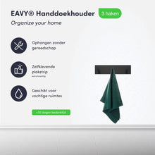 Lade das Bild in den Galerie-Viewer, EAVY - Zelfklevende handdoekhaakjes RVS - handdoekhouder - wandhaak - plakhaak - Zwart
