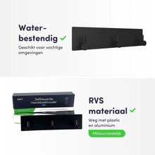 Lade das Bild in den Galerie-Viewer, EAVY - Zelfklevende handdoekhaakjes RVS - handdoekhouder - wandhaak - plakhaak - Zwart

