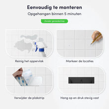 Lade das Bild in den Galerie-Viewer, EAVY - Zelfklevende handdoekhaakjes RVS - handdoekhouder - wandhaak - plakhaak - Zwart
