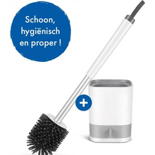 Lade das Bild in den Galerie-Viewer, WC Borstel met Houder - Hygiënische Siliconen Toiletborstel Vrijstaand of Hangend - Wit
