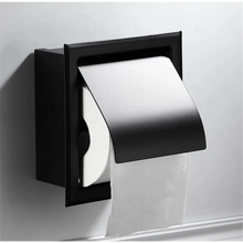 Lade das Bild in den Galerie-Viewer, Zwarte inbouw toiletrolhouder voor in de muur
