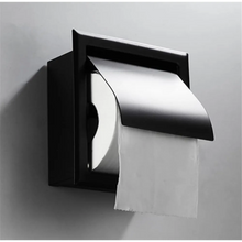 Lade das Bild in den Galerie-Viewer, Zwarte inbouw toiletrolhouder voor in de muur

